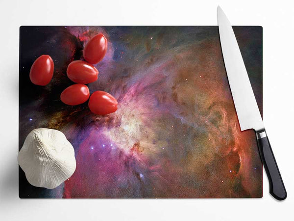 Space Clouds Glass Chopping Board