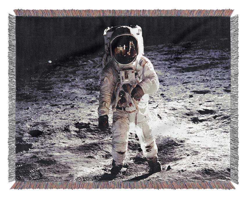 Spaceman On The Moon Woven Blanket
