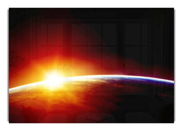 Sonne über dem Planeten Erde