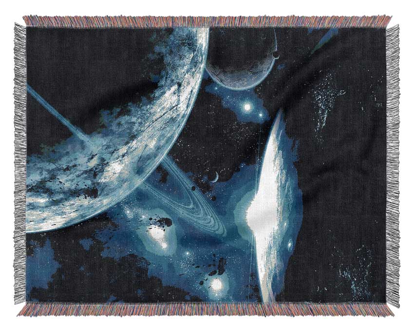 Blue Galaxy Rays Woven Blanket