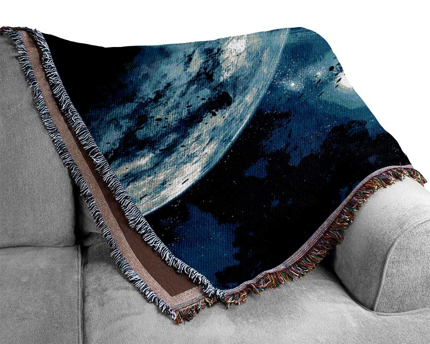 Blue Galaxy Rays Woven Blanket