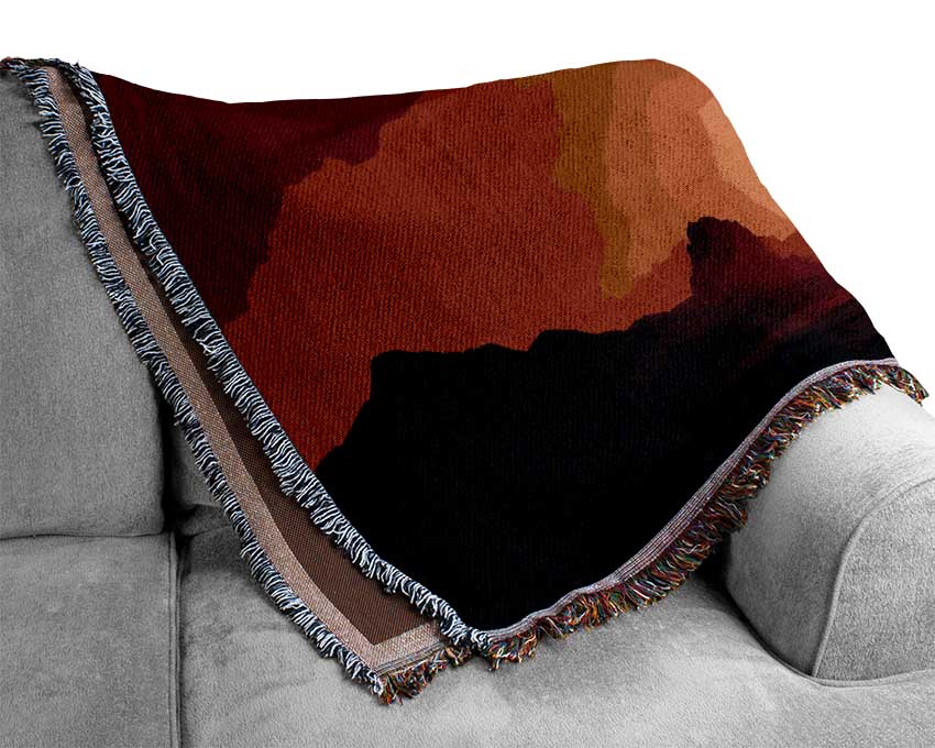 Red Sunrise On Mars Woven Blanket