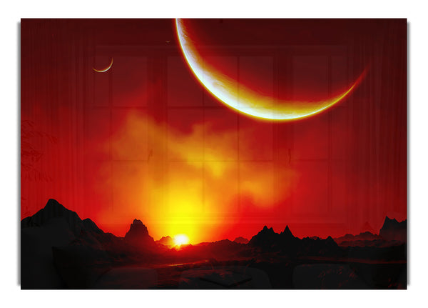 Roter Sonnenaufgang auf dem Mars