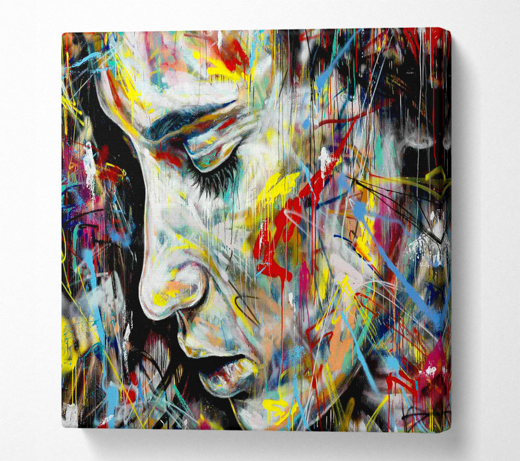A Square Canvas Print Showing Colourful Woman Square Wall Art