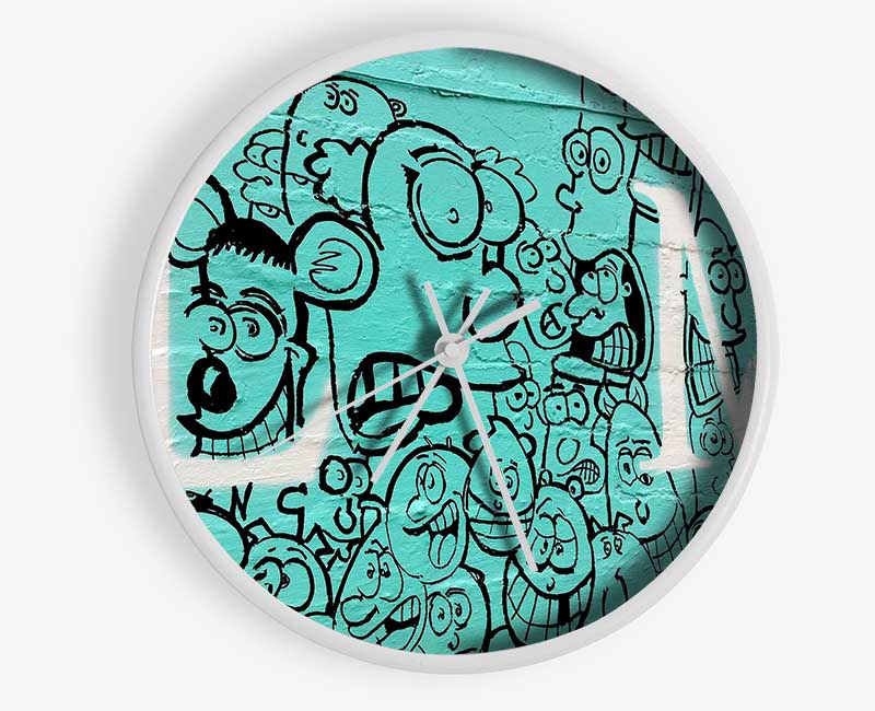 Cartoon Faces Clock - Wallart-Direct UK