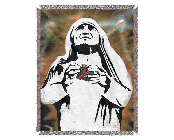 Mother Teresa Rubiks Cube Woven Blanket