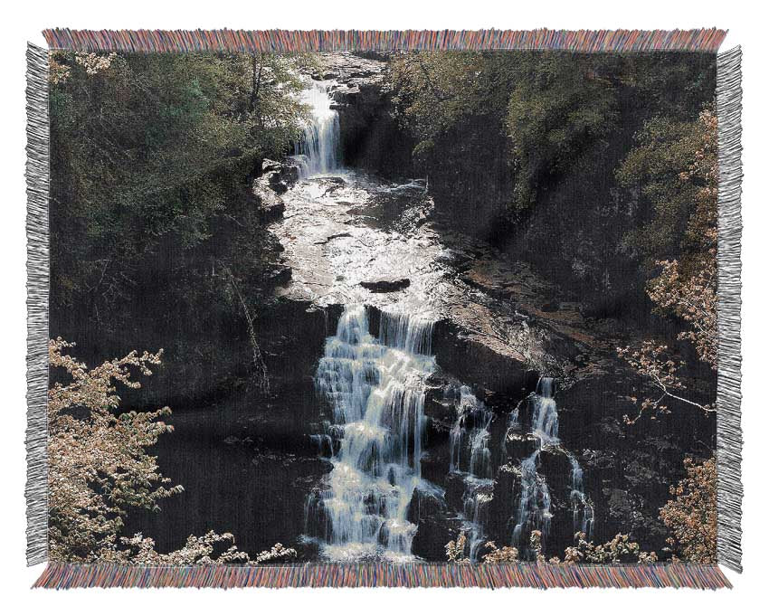 Falls Of Clyde River Clyde New Lanark South Lanarkshire Scotland Woven Blanket