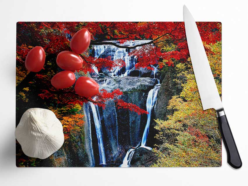 Waterfall Autumn Glass Chopping Board