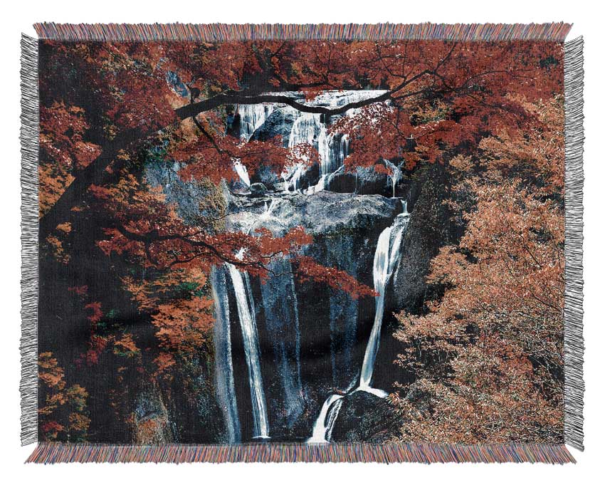 Waterfall Autumn Woven Blanket