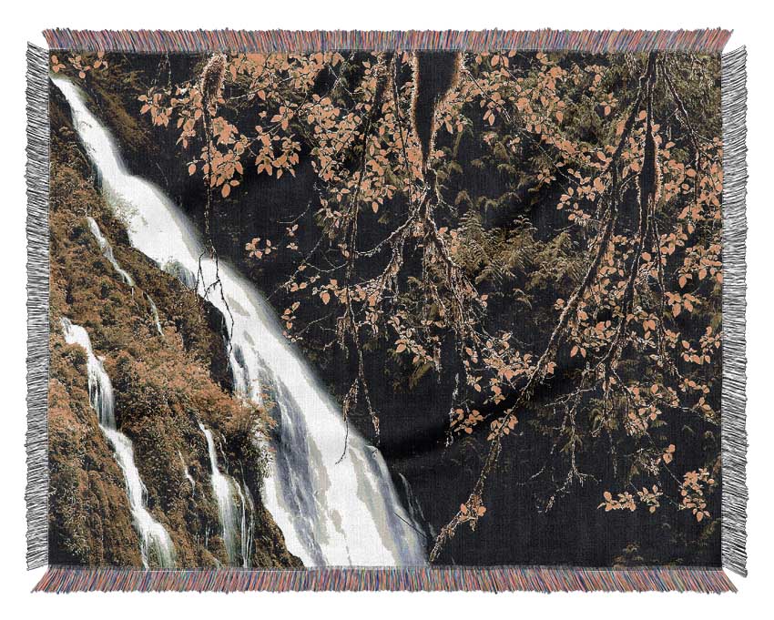 Mountain Waterfall Woven Blanket