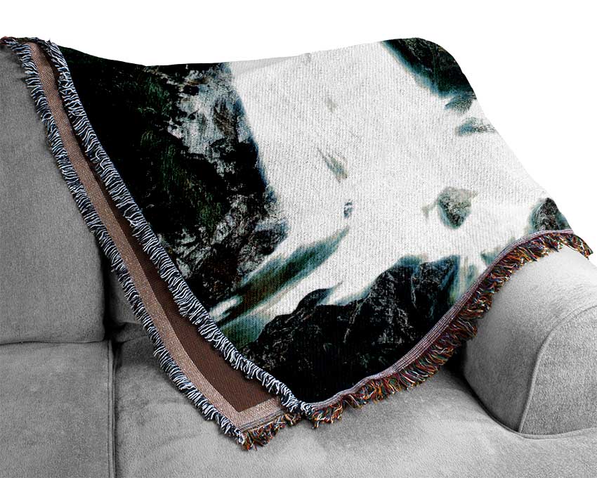 Mountain Waterfall Gush Woven Blanket