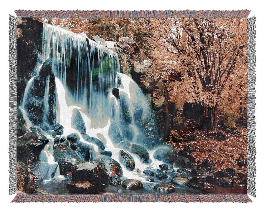 The Waterfalls Autumn Forest Woven Blanket