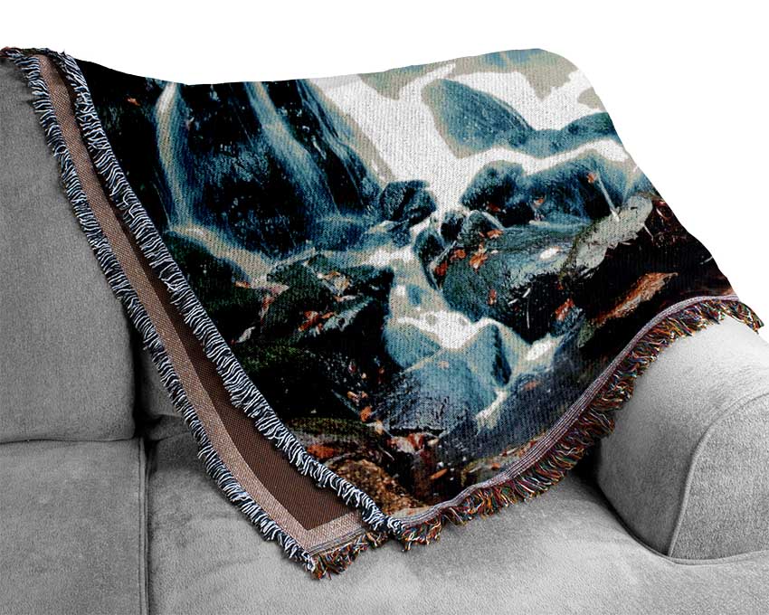 The Waterfalls Autumn Forest Woven Blanket