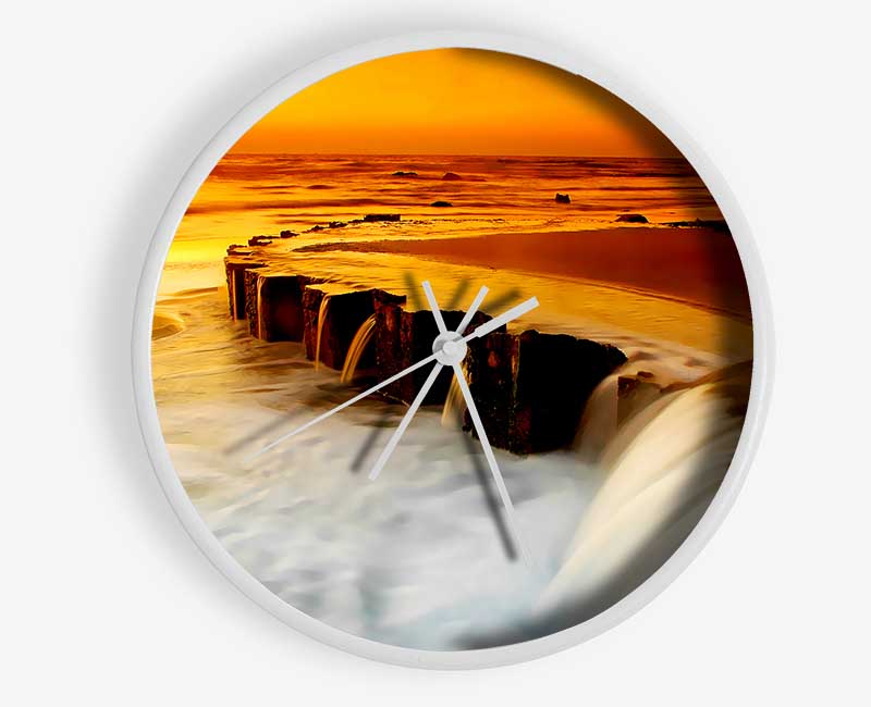 The Golden Flow To The Ocean Clock - Wallart-Direct UK