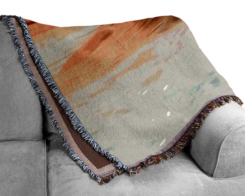 The Golden Flow To The Ocean Woven Blanket