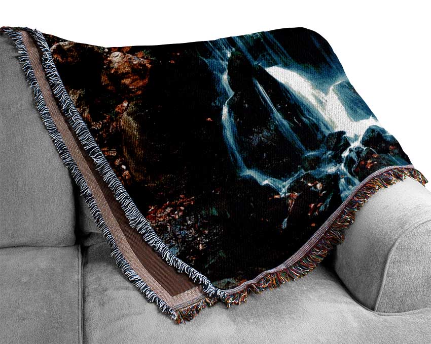The Autumn Forest Waterfall Woven Blanket