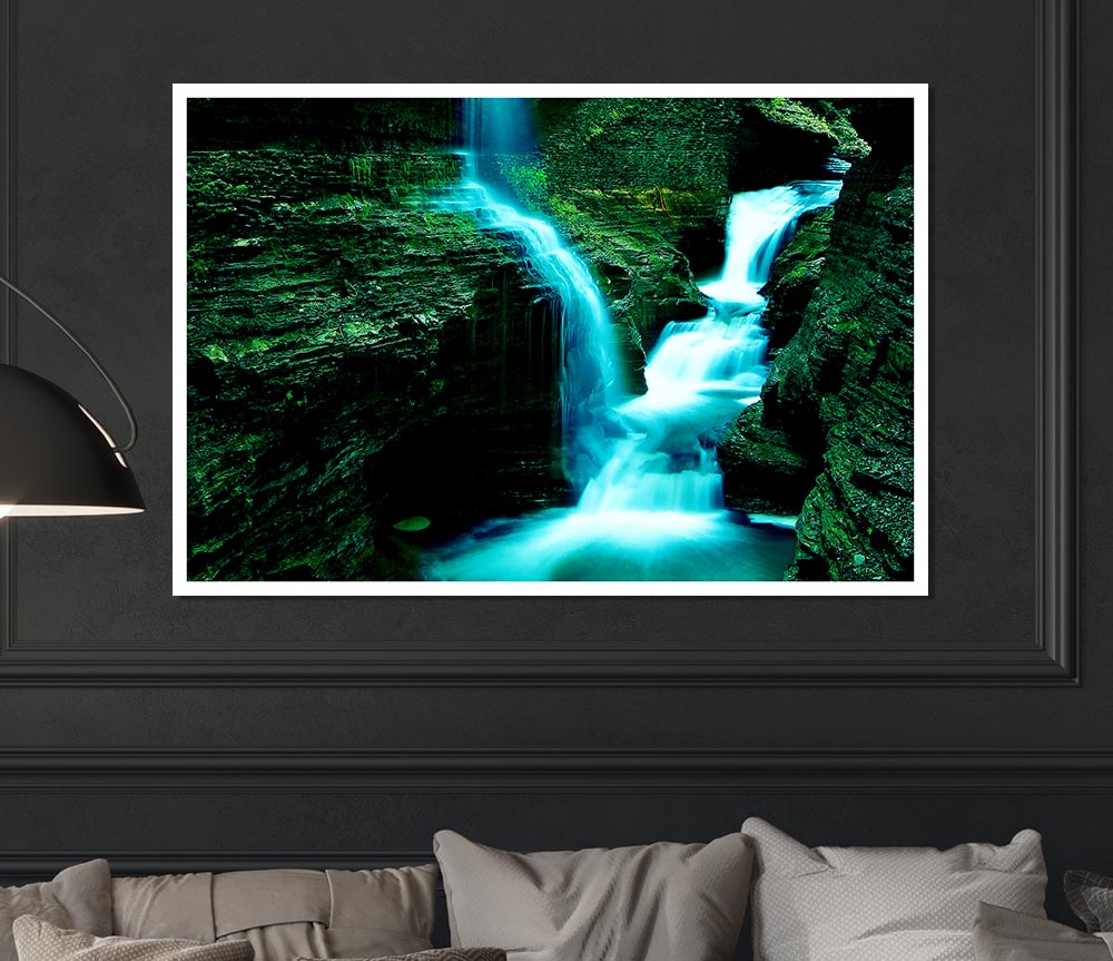 The Rock Formation Waterfall Print Poster Wall Art