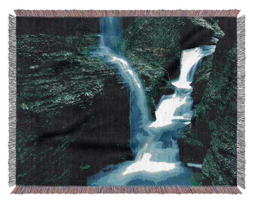 The Rock Formation Waterfall Woven Blanket