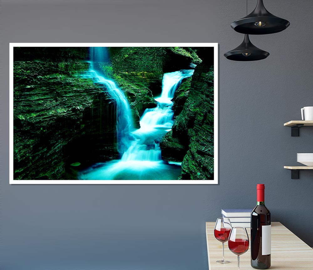 The Rock Formation Waterfall Print Poster Wall Art