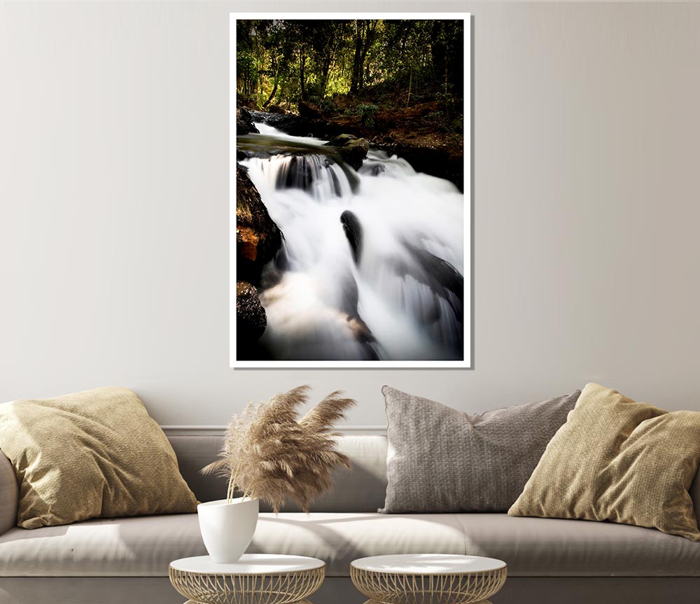 The Woodland Waterfall Print Poster Wall Art