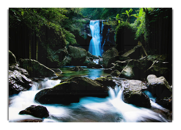 Enchanted Blue Waterfall Forest Waterfall Canvas