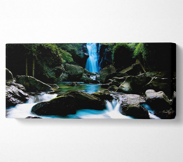 Enchanted Blue Waterfall Forest Flows