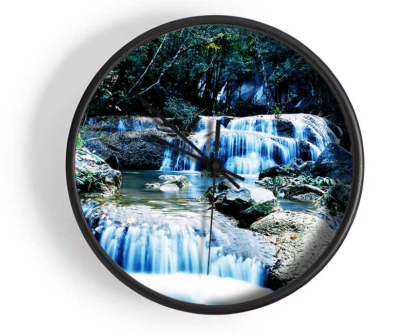 Rocky Waterfall Woodland Clock - Wallart-Direct UK