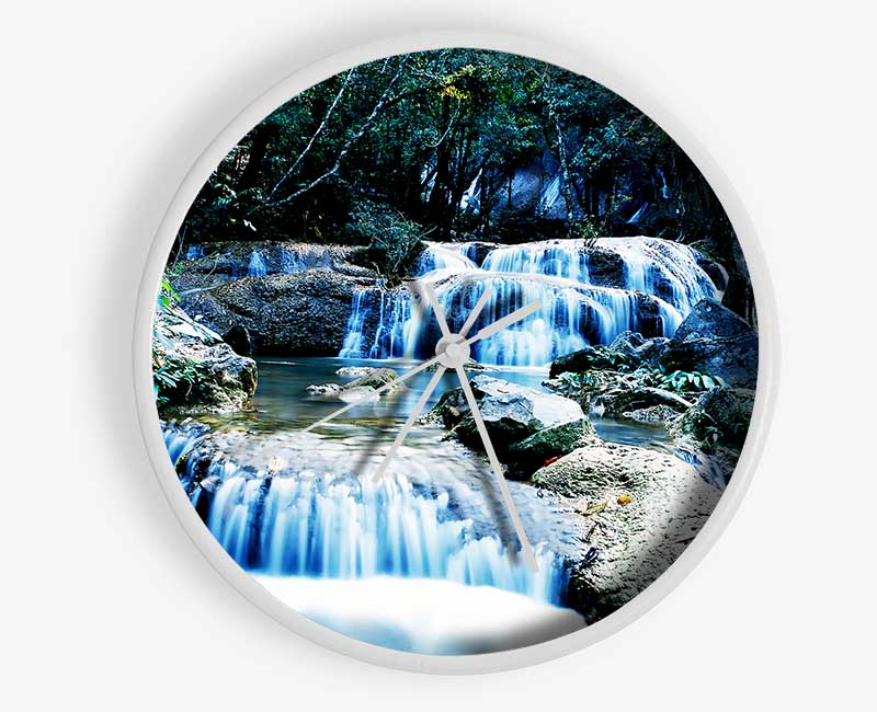 Rocky Waterfall Woodland Clock - Wallart-Direct UK