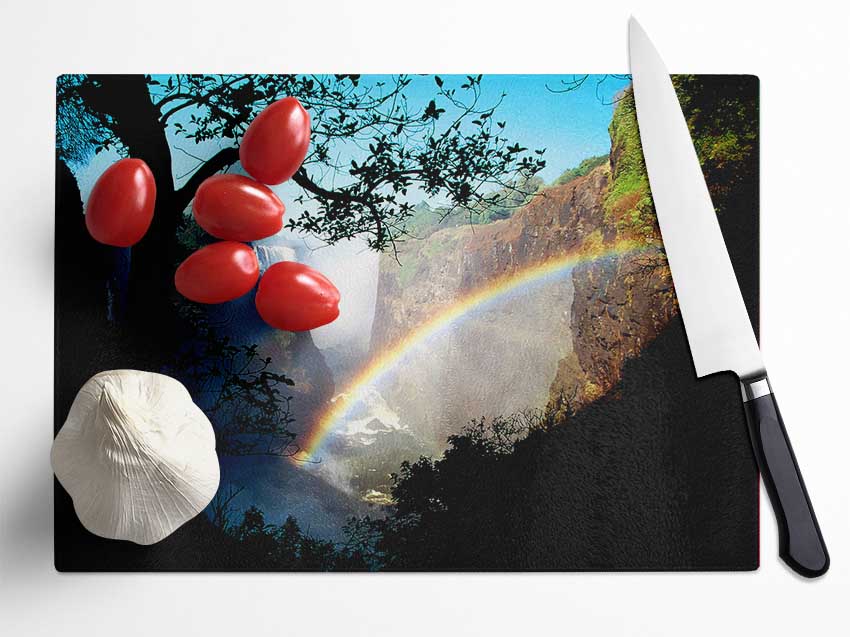 Rainbow Waterfall Glass Chopping Board