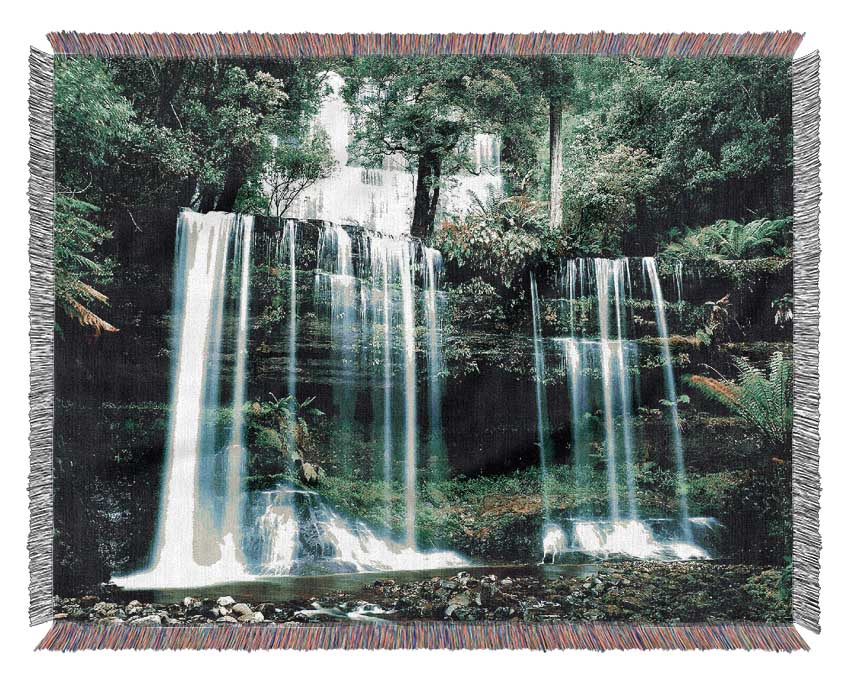 Hidden Forest Waterfall Woven Blanket
