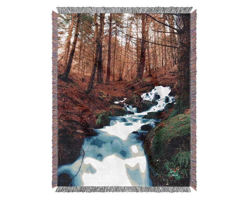 The Autumn Woodland Stream Woven Blanket