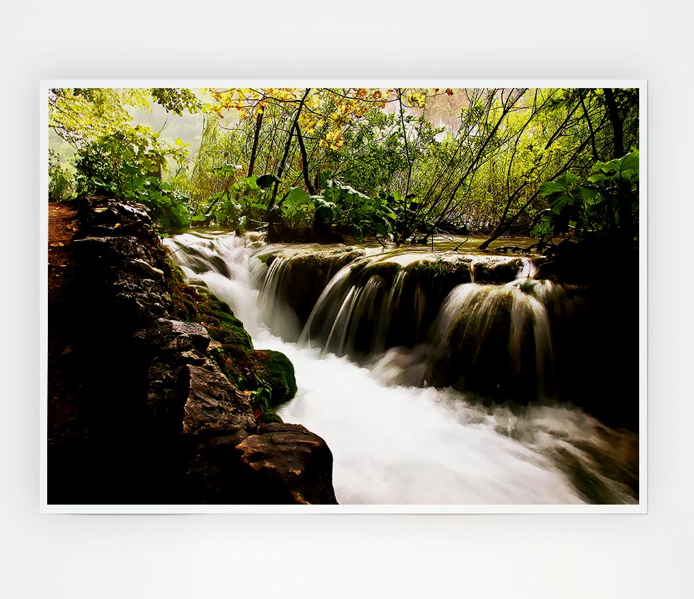 Where The Waterfall Flows Print Poster Wall Art