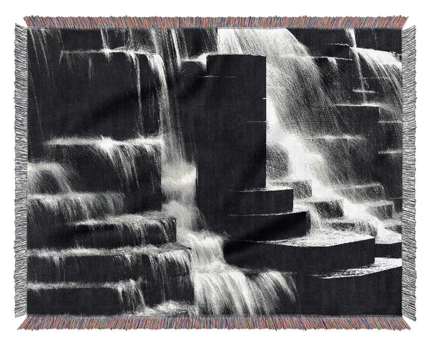 Waterfall B n W Woven Blanket