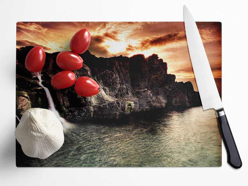 The Cliffs Into The Sea Glass Chopping Board