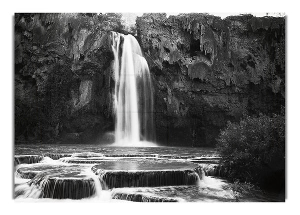 Hidden Woodland Waterfall B~w