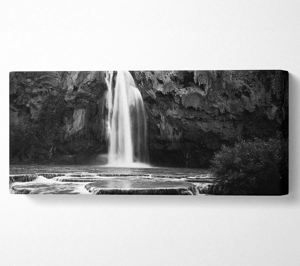 Hidden Woodland Waterfall Rocks B n W