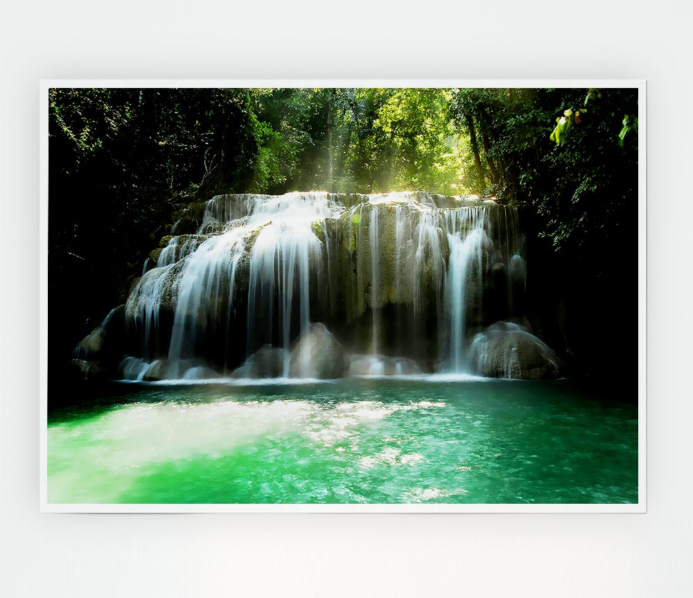 Waterfall Paradise Clear Waters Print Poster Wall Art