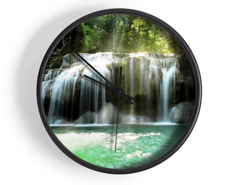 Waterfall Paradise Clear Waters Clock - Wallart-Direct UK
