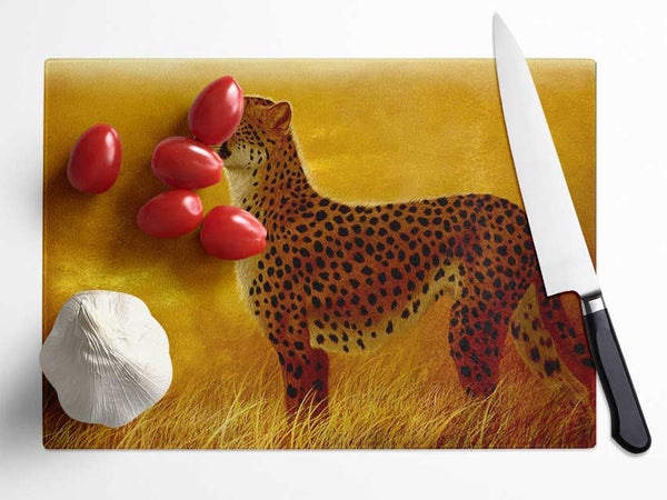African Cheetah Glass Chopping Board
