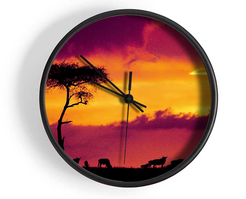 African Safari Sunset Clock - Wallart-Direct UK
