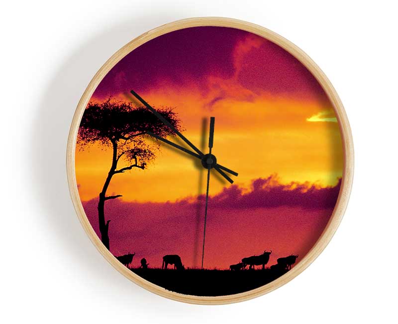 African Safari Sunset Clock - Wallart-Direct UK