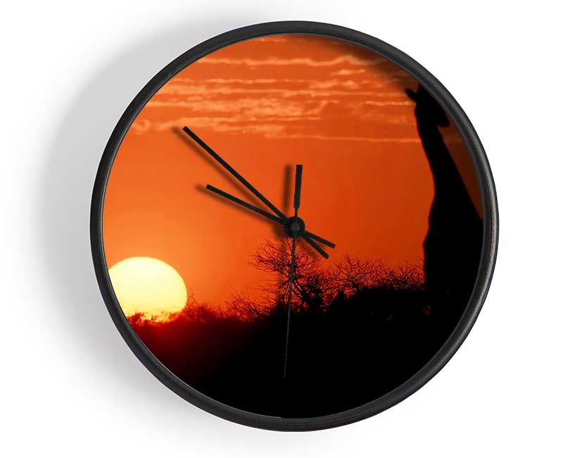 African Sunset Giraffe Clock - Wallart-Direct UK