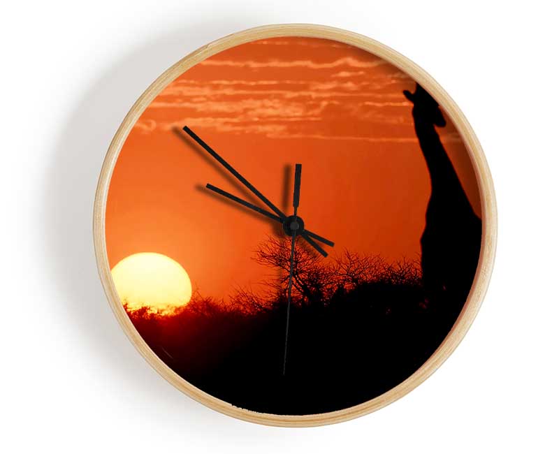 African Sunset Giraffe Clock - Wallart-Direct UK