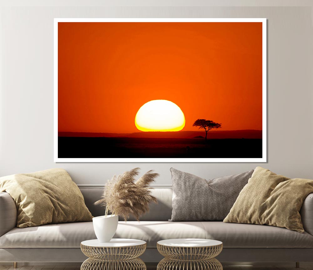 African Sunrise Print Poster Wall Art