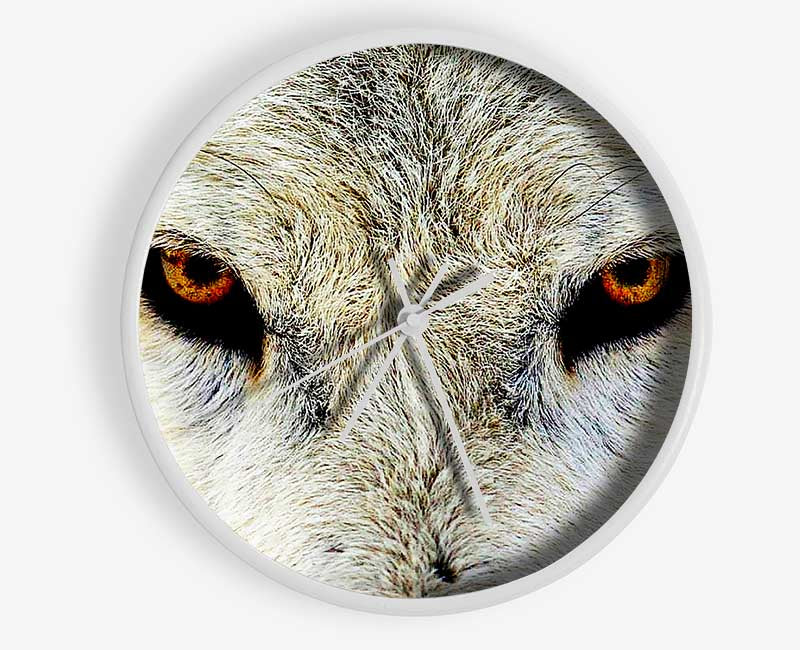Arctic Wolf Eyes Clock - Wallart-Direct UK