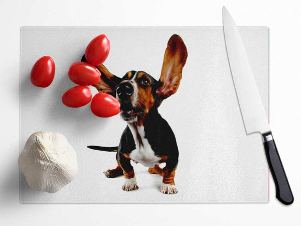 Bassett Hound Ears Glass Chopping Board