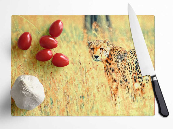 Beautiful Cheetah Glass Chopping Board