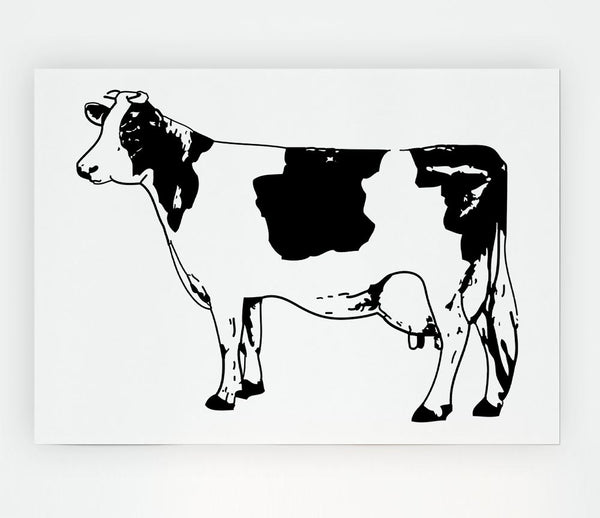 Cow Black And White Print Poster Wall Art