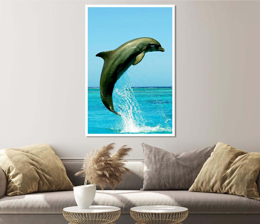Dolphin Jump Print Poster Wall Art