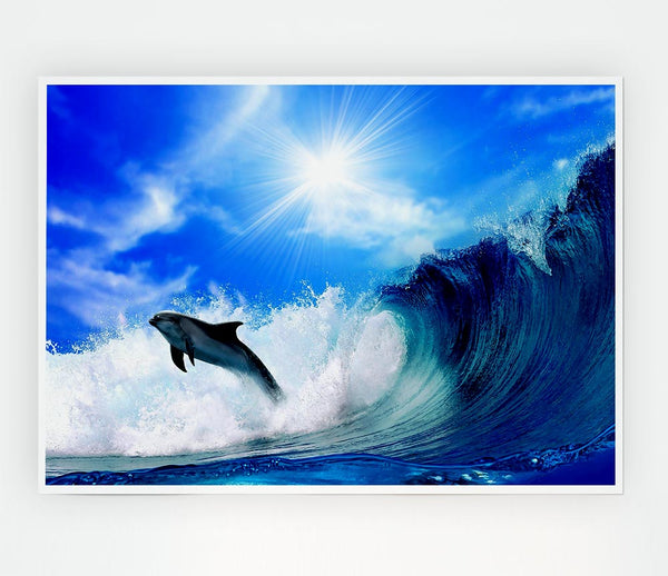 Dolphin Jumping In The Sea Print Poster Wall Art